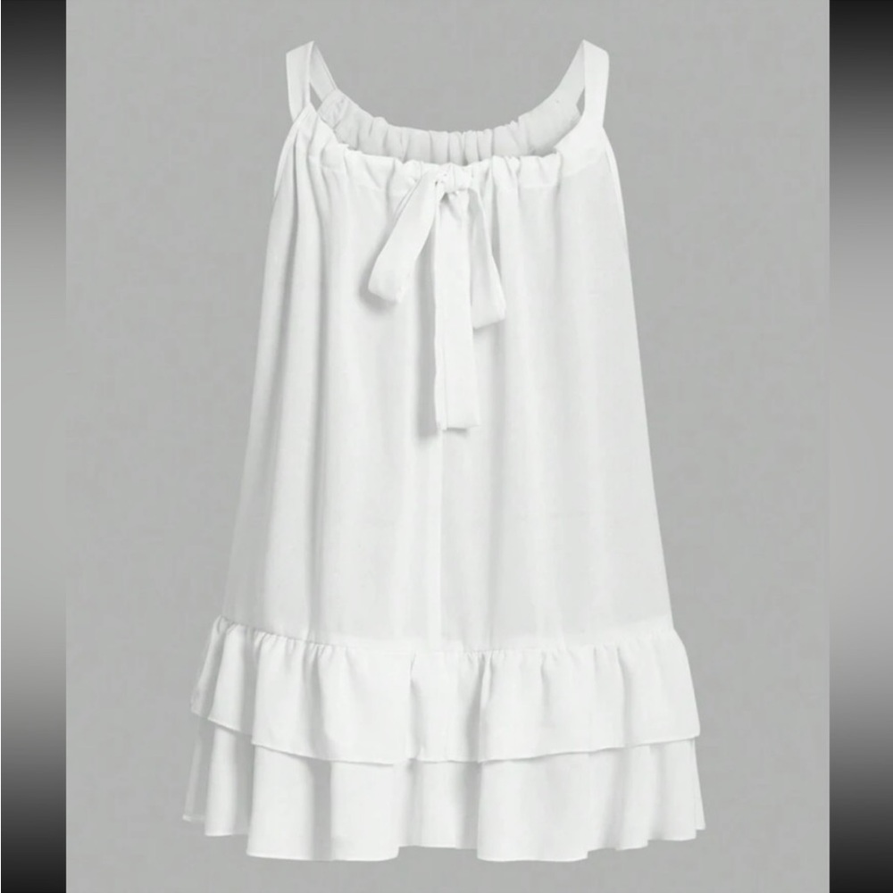 Boho White Ruffle Halter Top Blouse Shirt - Picture 3 of 5
